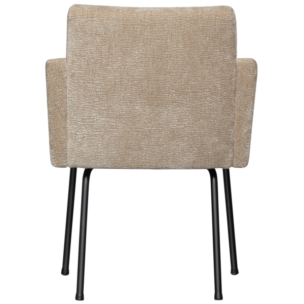 WOOOD Mount eetkamerstoel met armleuning 3d chenille zand Beige|Bruin Eetkamerstoel