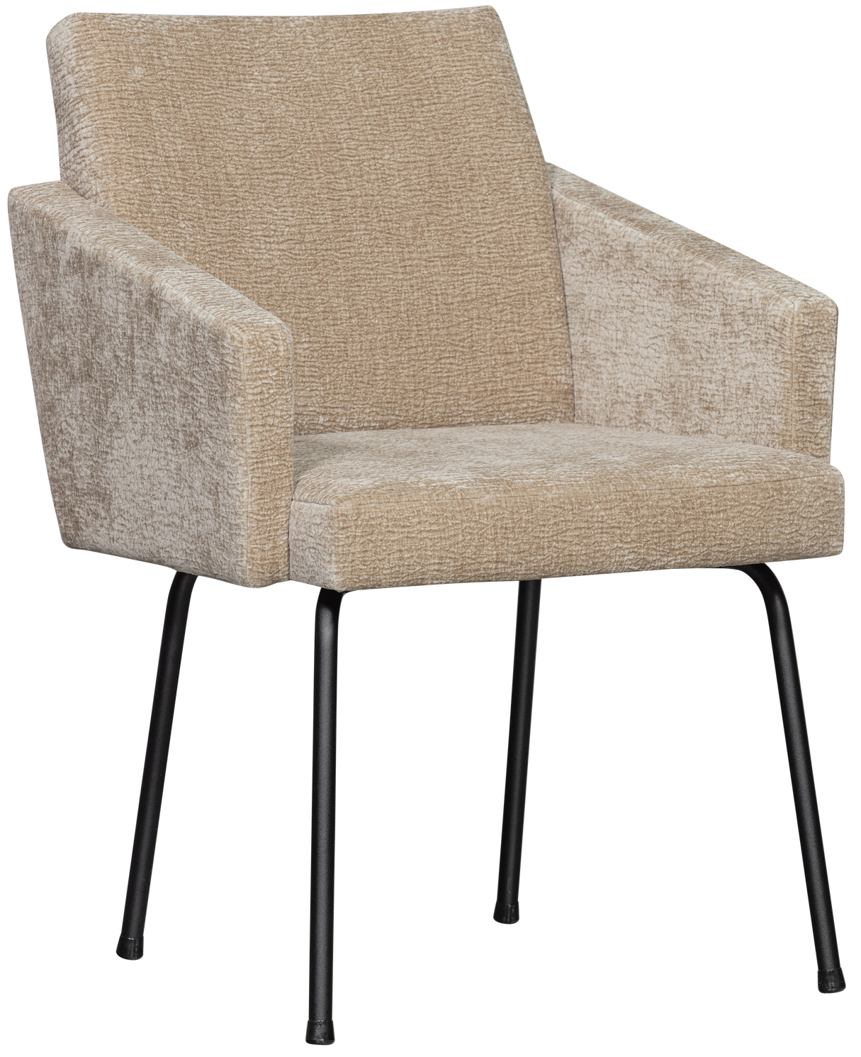 WOOOD Mount eetkamerstoel met armleuning 3d chenille zand Beige|Bruin Eetkamerstoel