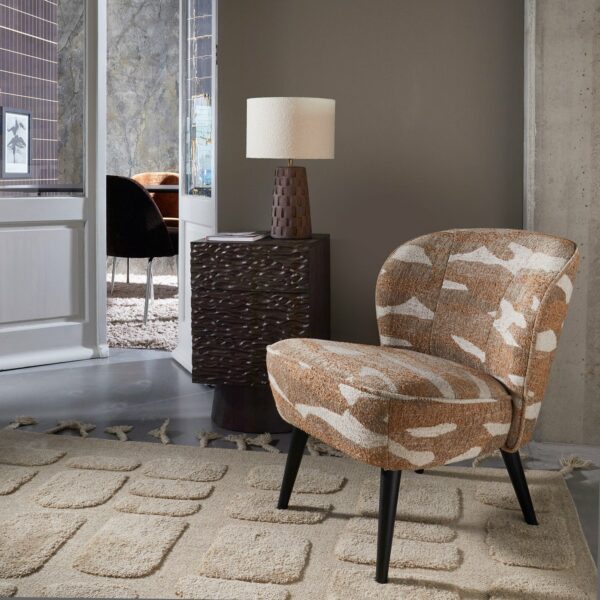 WOOOD Sara fauteuil geweven camouflage dessin groen Groen Fauteuil