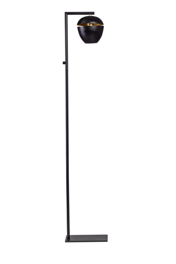 ETH Claire Vloerlamp E27 Zwart+goud Aan Uit Op Stang H156cm Kap 18cm ETH verlichting Vloerlamp 05-VL8123-30