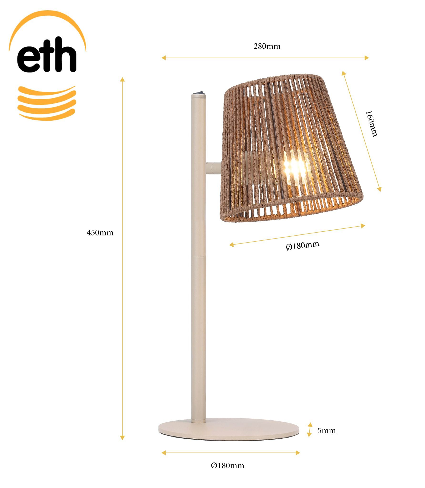 ETH Daan Tafellamp 1xE27 Zand ETH verlichting Tafellamp 05-TL3109-59