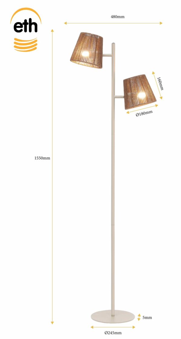 ETH Daan Vloerlamp 2xE27 Zand ETH verlichting Vloerlamp 05-VL8009-59