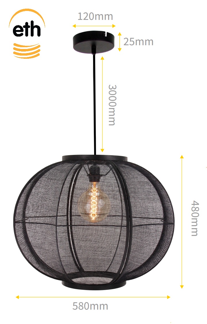 ETH Fabric Hanglamp black 58cm