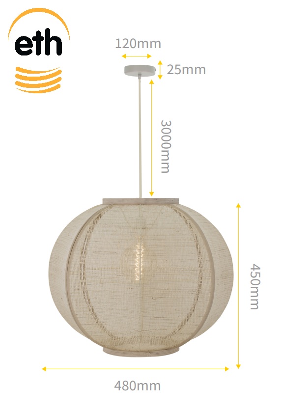 ETH Fabric Hanglamp Sand 48cm ETH verlichting Hanglamp 05-HL4039-59