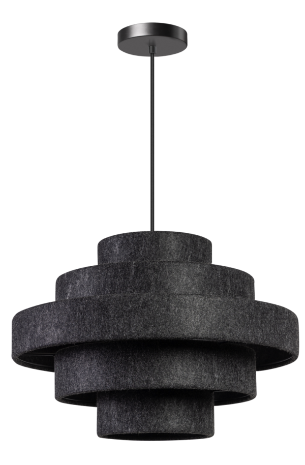 ETH Jones Hanglamp E27 5 X Stof Ring Kleur Antraciet Grijs ETH verlichting Hanglamp 05-HL4397-93