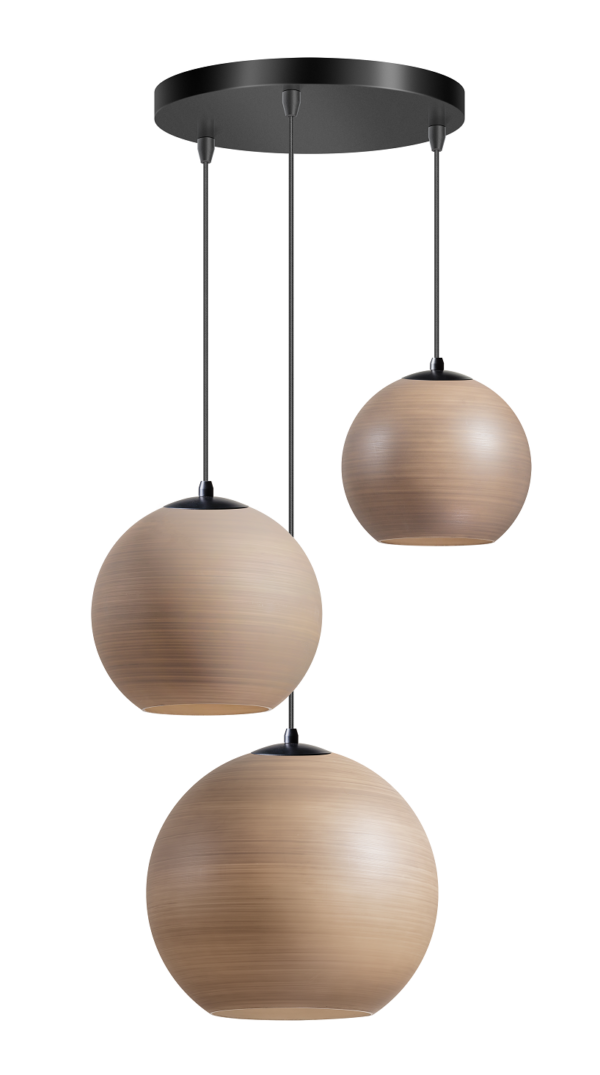 ETH Orb Saturn Hanglamp TRIO 3x E27 Taupe/grijs Glas 20-25-30cm / Zwart ETH verlichting Hanglamp 05-HL4265-3095