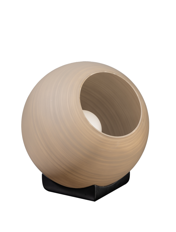 ETH Orb Saturn Tafellamp 1x E27 Taupe/grijs Glas 30cm / Zwart ETH verlichting Tafellamp 05-TL3363-3095