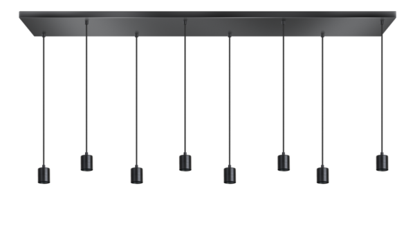 ETH Origin Hanglamp Balk 8x E27 1600x300x25mm 200cm Kabel Zwart Zonder Glas ETH verlichting Hanglamp 05-HL4299-30