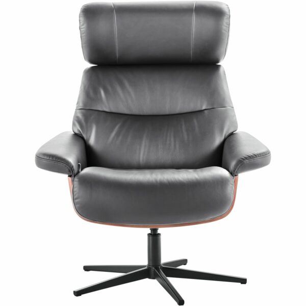 INHOUSE Relaxfauteuil Muria met hocker zwart Zwart Fauteuil