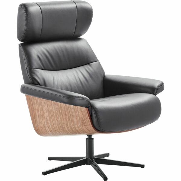 INHOUSE Relaxfauteuil Muria met hocker zwart Zwart Fauteuil