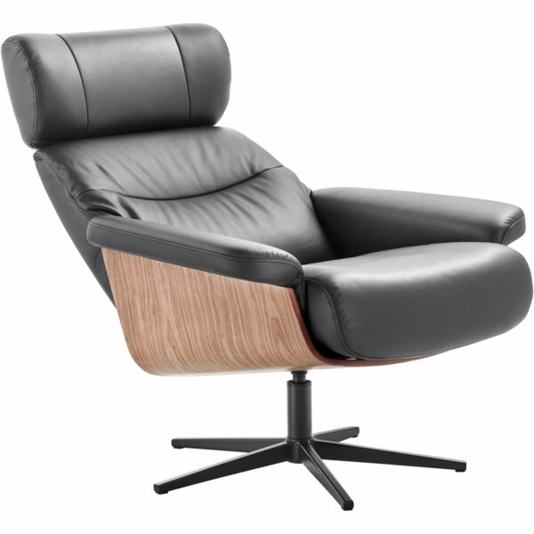 INHOUSE Relaxfauteuil Muria met hocker zwart Zwart Fauteuil