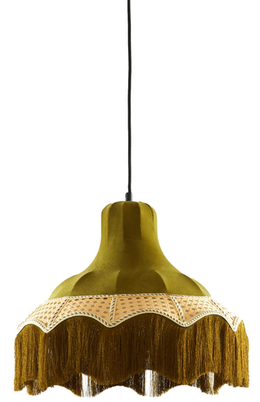 Hanglamp Mizia - Velvet Groen+webbing Naturel Light & Living Hanglamp 2985976