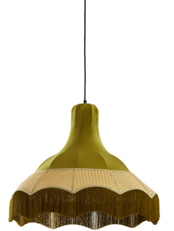 Hanglamp Mizia - Velvet Groen+webbing Naturel Light & Living Hanglamp 2986176