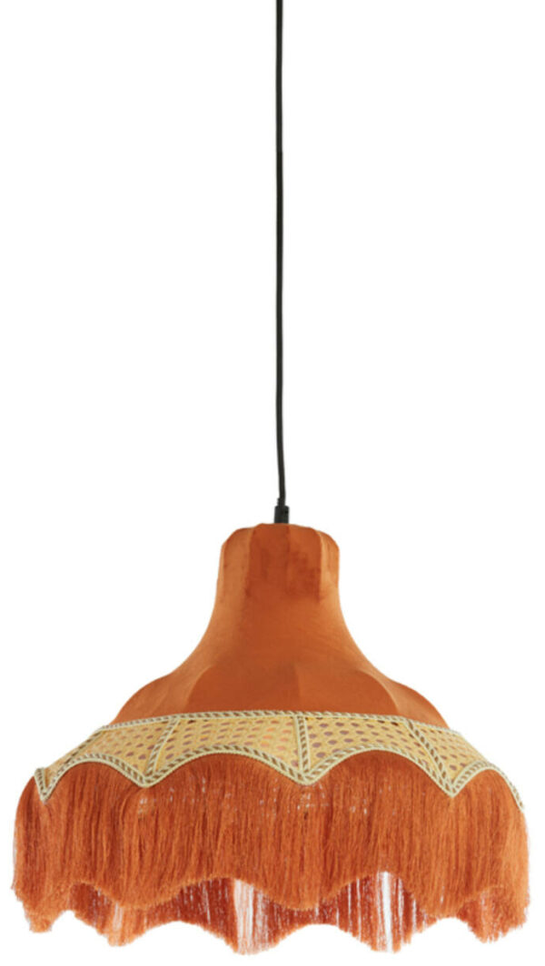 Hanglamp Mizia - Velvet Oranje+webbing Naturel Light & Living Hanglamp 2985990