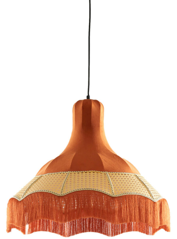 Hanglamp Mizia - Velvet Oranje+webbing Naturel Light & Living Hanglamp 2986090