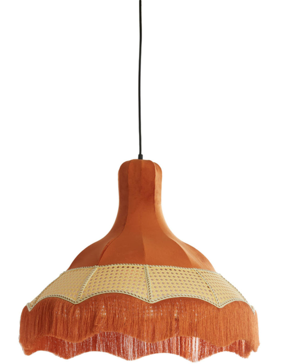 Hanglamp Mizia - Velvet Oranje+webbing Naturel Light & Living Hanglamp 2986190