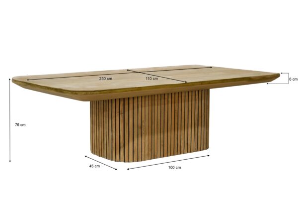 Livingfurn Eettafel Lausanne 230cm Bruin|Naturel Eettafel