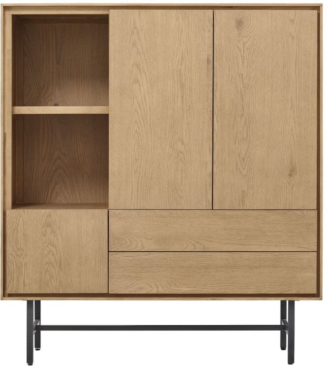 Pronto Wonen Opbergkast Belvio (125 Cm) light oak fineer Bruin Opbergkast