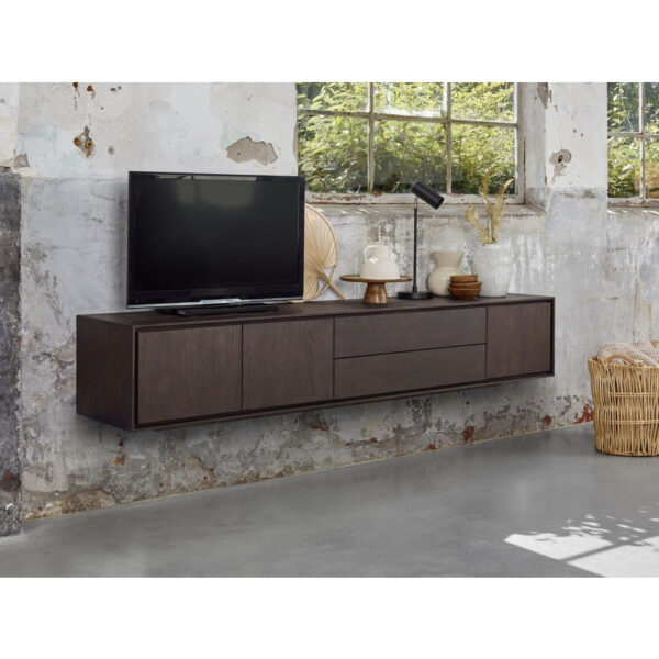 Pronto Wonen TV-meubel Belvio (205 Cm) dark oak fineer Bruin Tv-meubel|Tv-dressoir