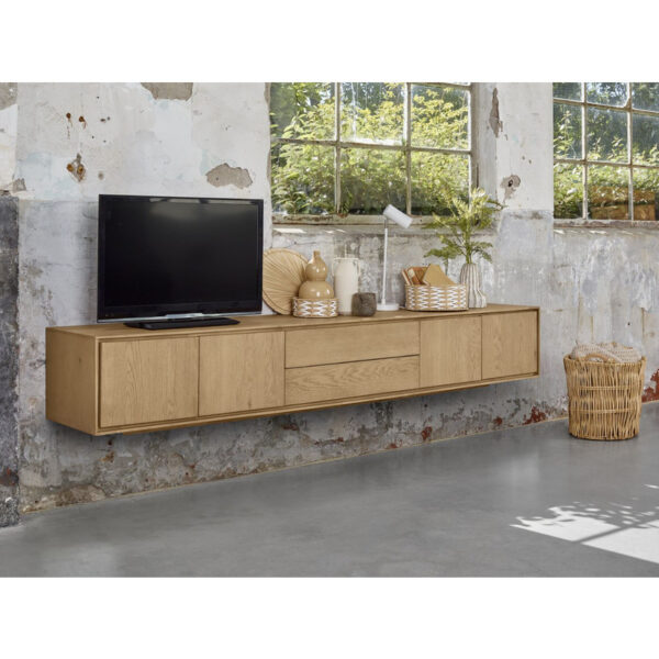 Pronto Wonen TV-meubel Belvio (240 Cm) light oak fineer Bruin Tv-meubel|Tv-dressoir