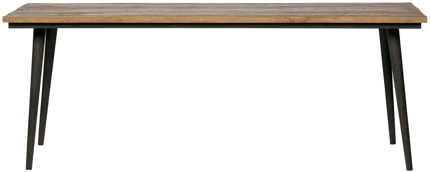 BePureHome Guild tafel naturel met zwart onderstel 220x90cm Zwart Eettafel