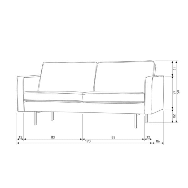 BePureHome Rodeo 2,5-zitsbank velvet chestnut Paars 2-zitsbank