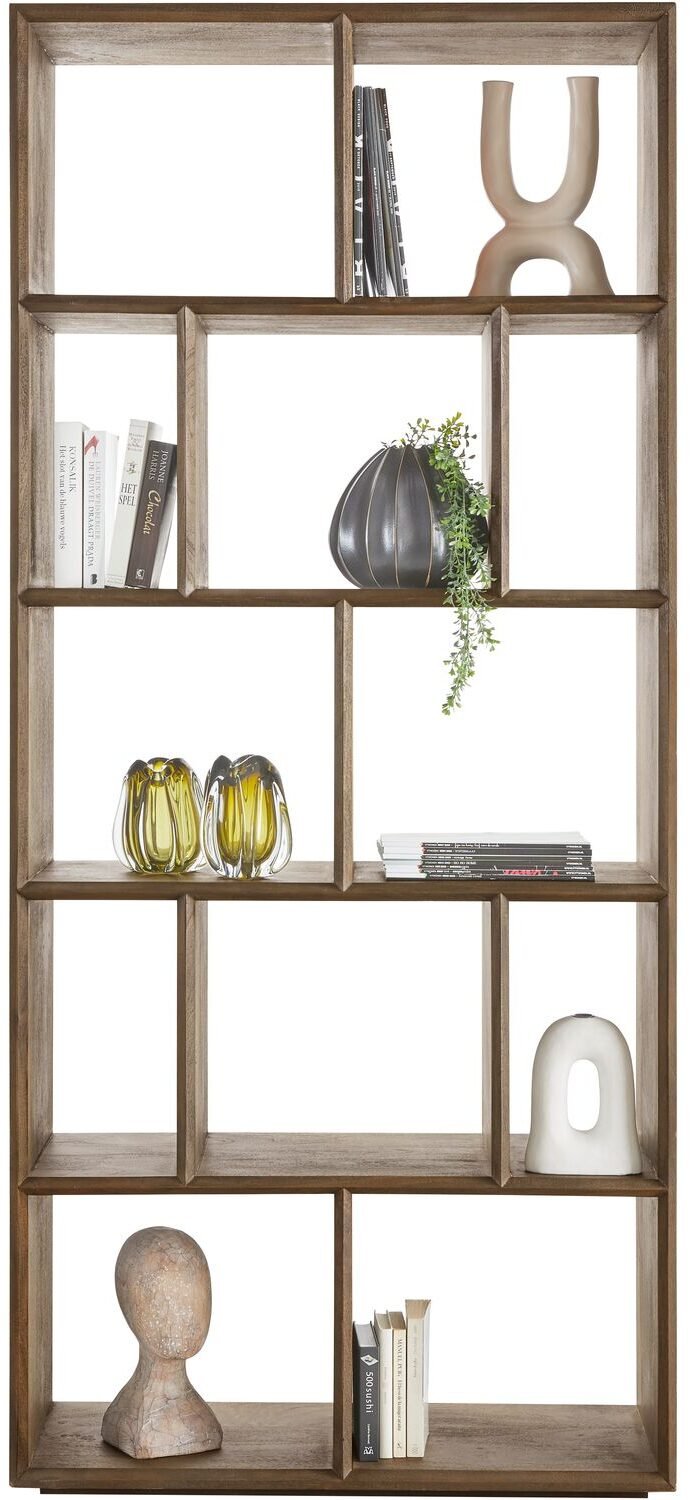 INHOUSE Roomdivider Boldara mangohout Bruin|Naturel Boekenkast