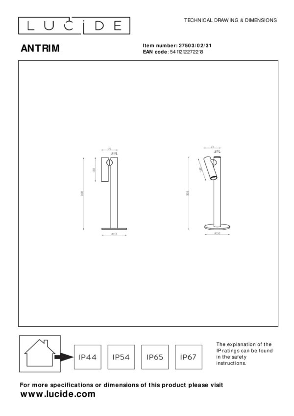 ANTRIM Oplaadbare Tafellamp Binnen/Buiten Accu/Batterij LED Dimb. 1x2,2W 2700K IP54 Met Draadloos Oplaadstation - Wit Lucide Tafellamp 27503/02/31