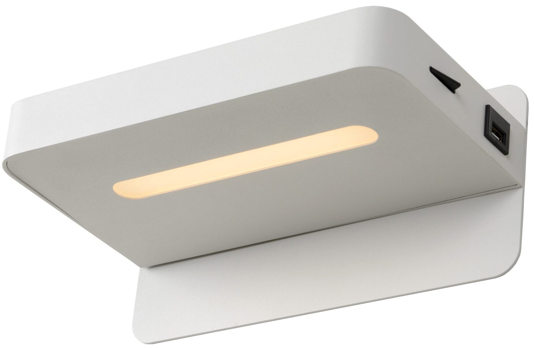 ATKIN Bedlamp / Wandlamp LED 1x6W 3000K Met USB Oplaadpunt - Wit Lucide Tafellamp 77280/05/31