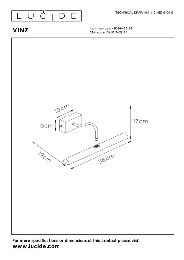 VINZ Schilderijverlichting 2xG9 - Zwart Lucide Wandlamp 45299/02/30