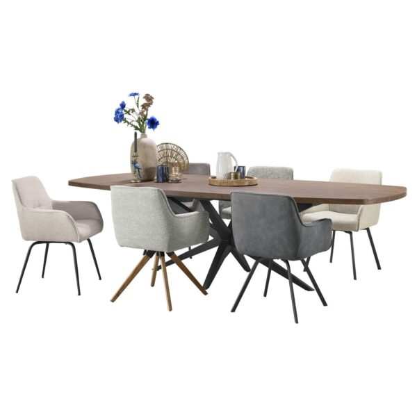 Pronto Wonen Eettafel Mascaro 180/238x102 cm Deens ovaal uitschuifbaar Bruin|Naturel Eettafel