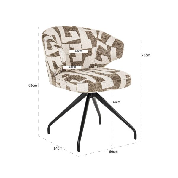 Richmond Interiors Draaifauteuil Milly moss graffic  Eetkamerstoel