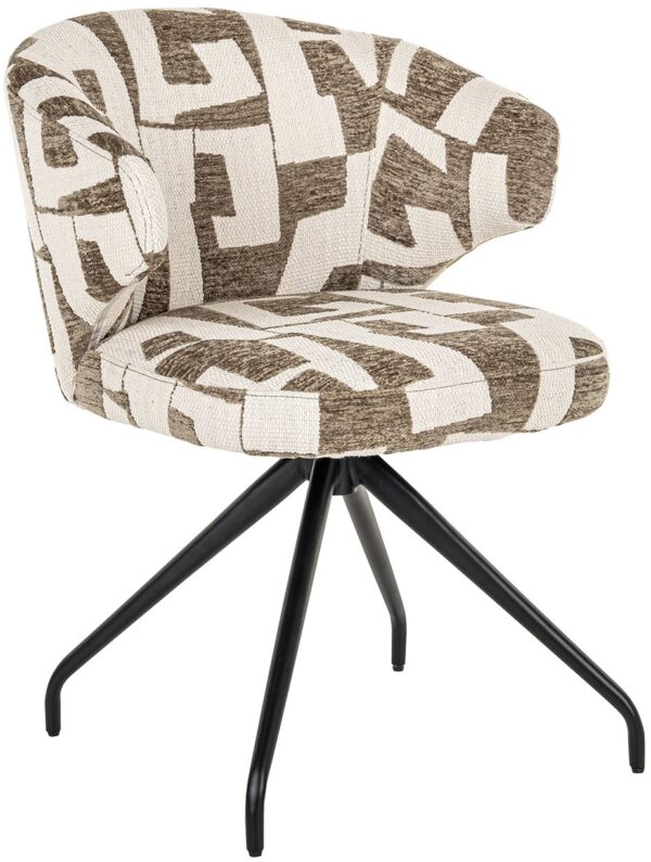 Richmond Interiors Draaifauteuil Milly moss graffic  Eetkamerstoel