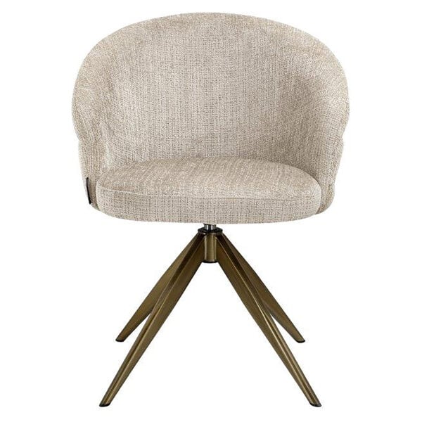 Richmond Interiors Draaifauteuil Zendaya beige chenille Beige Eetkamerstoel