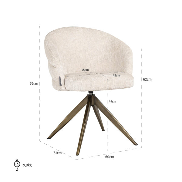 Richmond Interiors Draaifauteuil Zendaya beige chenille Beige Eetkamerstoel