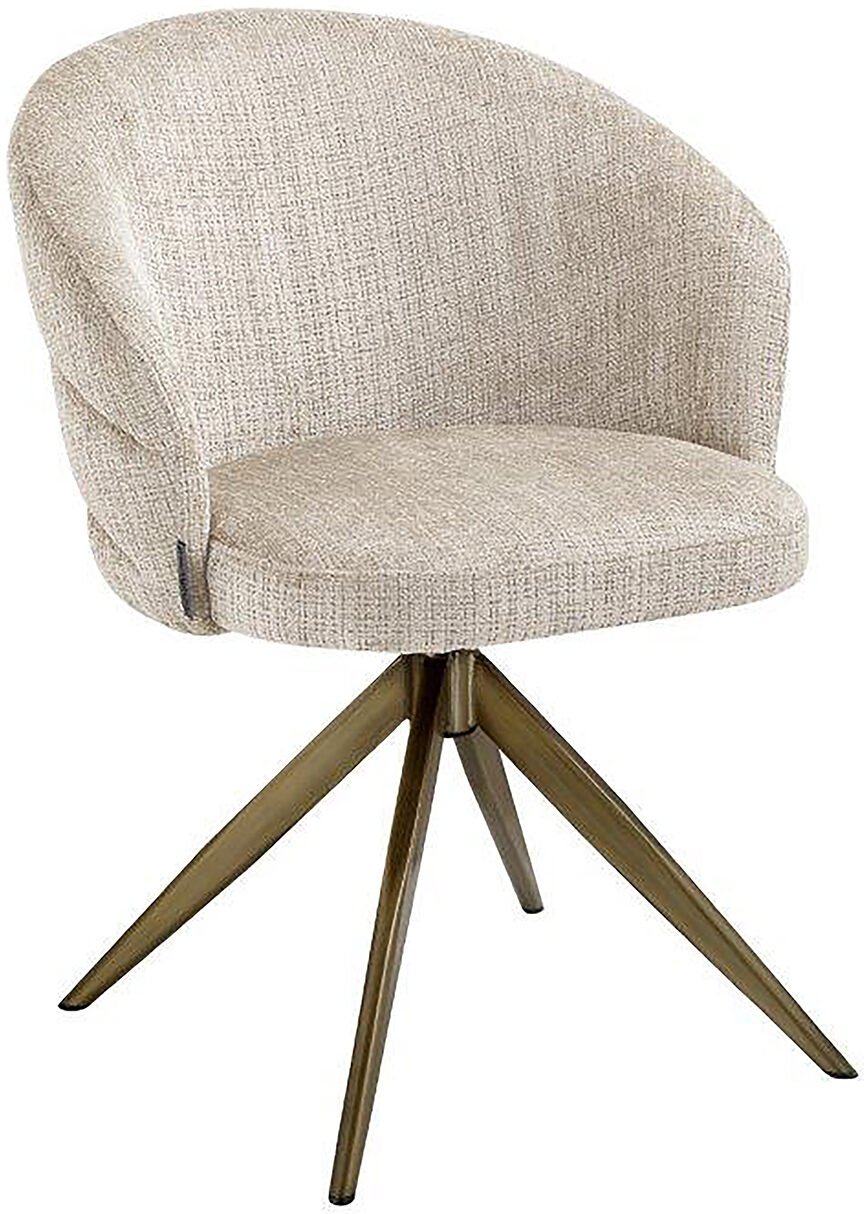 Richmond Interiors Draaifauteuil Zendaya beige chenille Beige Eetkamerstoel