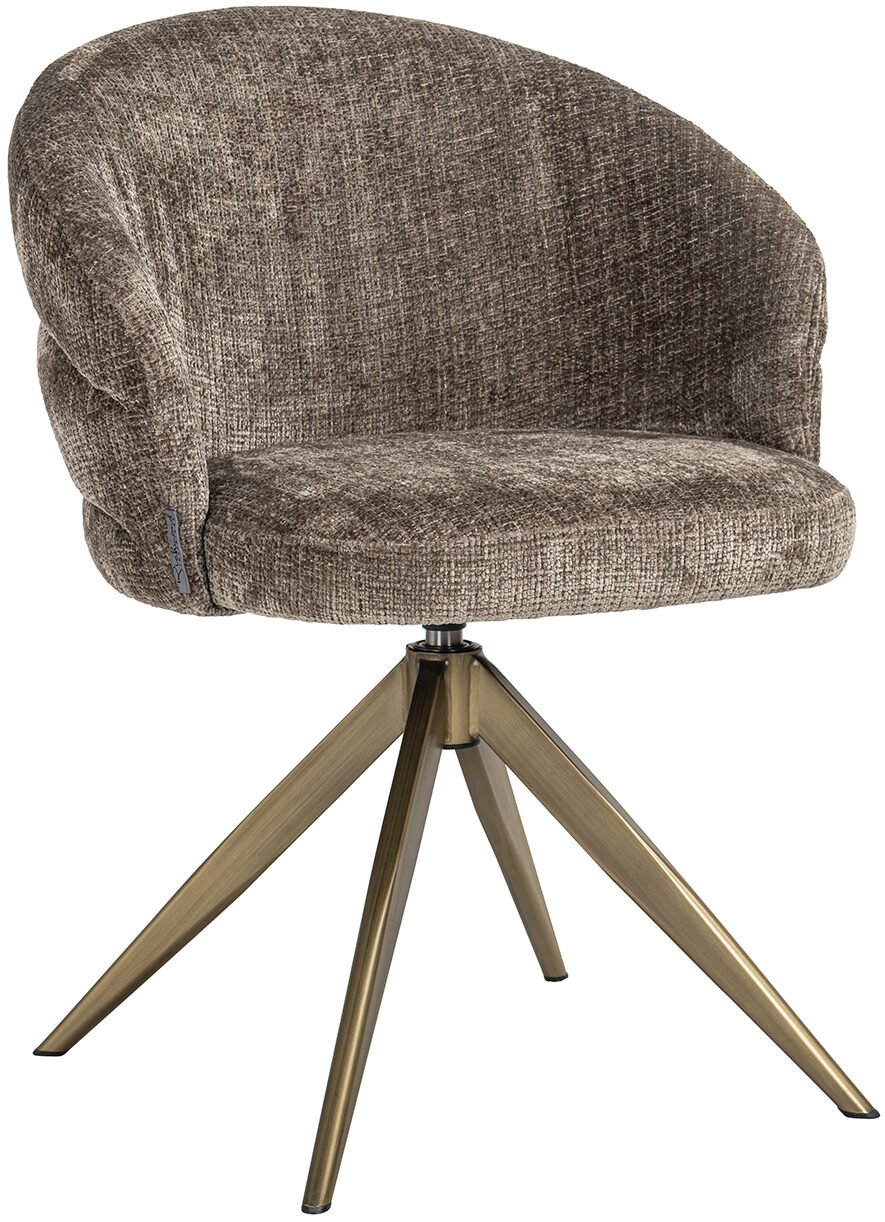 Richmond Interiors Draaifauteuil Zendaya stone chenille Taupe Eetkamerstoel