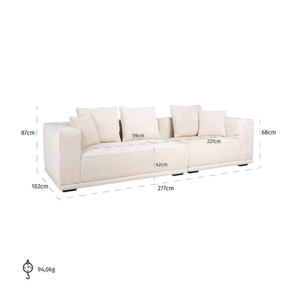 Richmond Interiors Sofa Lusso 3-zits beige chenille Beige Bank