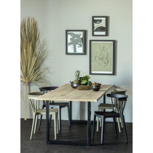 WOOOD Combi-Eettafel: boomstam eiken 199x90 & u-poot Transparant Eettafel