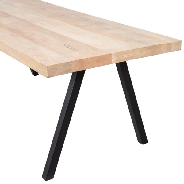 WOOOD Combi-Eettafel: mango 180x90 & 2-standen poot vierk Grijs Eettafel