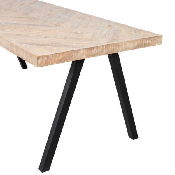 WOOOD Combi-Eettafel: mango visgraat 180x90 & 2-standen poot vierk Grijs Eettafel