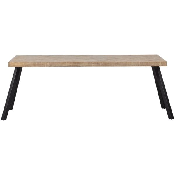 WOOOD Combi-Eettafel: mango visgraat 180x90 & 2-standen poot vierk Grijs Eettafel