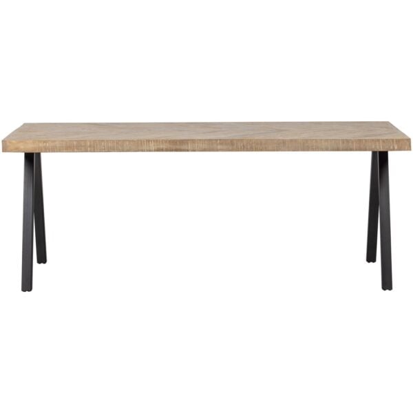 WOOOD Combi-Eettafel: mango visgraat 180x90 & 2-standen poot vierk Grijs Eettafel