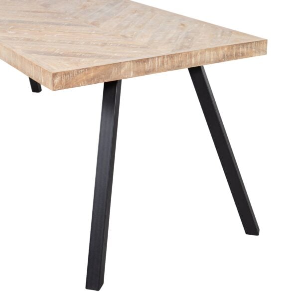 WOOOD Combi-Eettafel: mango visgraat 180x90 & 2-standen poot vierk Grijs Eettafel