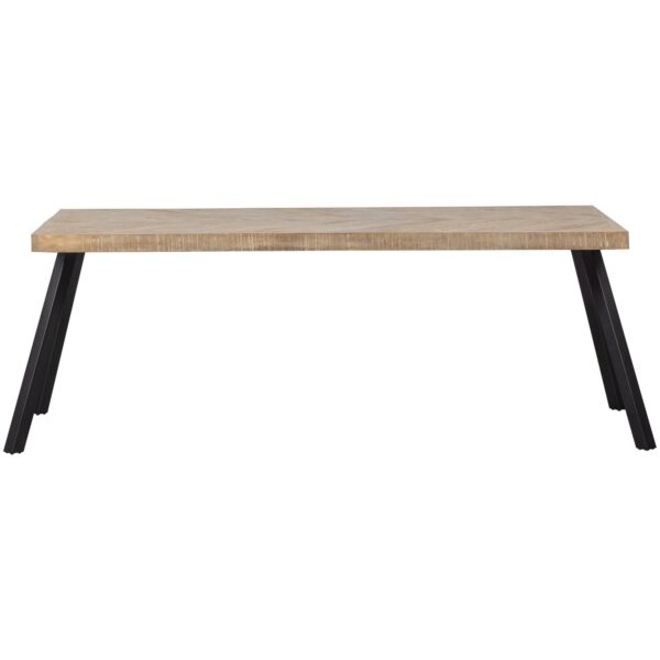 WOOOD Combi-Eettafel: mango visgraat 200x90 & 2-standen poot Grijs Eettafel