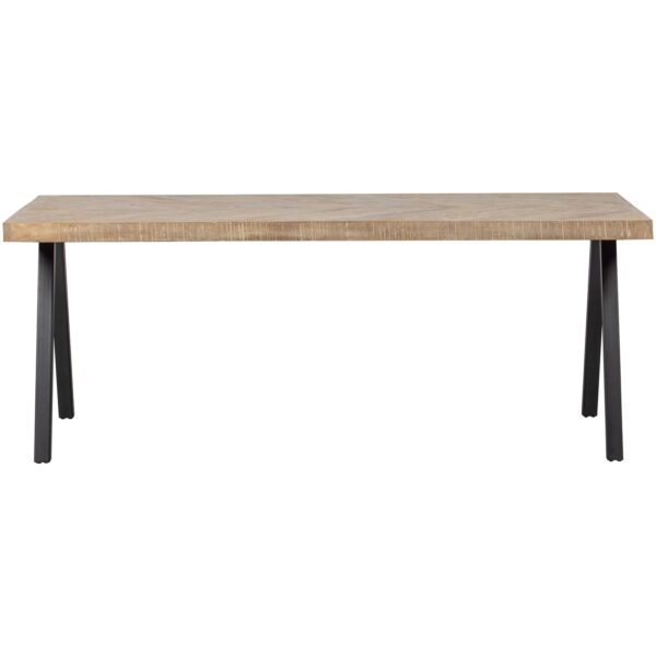 WOOOD Combi-Eettafel: mango visgraat 200x90 & 2-standen poot Grijs Eettafel