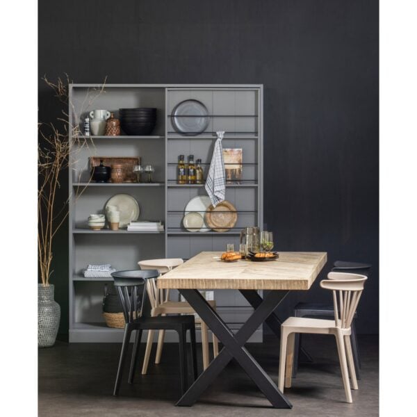 WOOOD Combi-Eettafel: mango visgraat 200x90 & alkmaar poot Grijs Eettafel