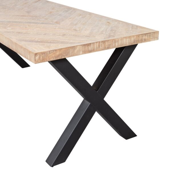 WOOOD Combi-Eettafel: mango visgraat 200x90 & alkmaar poot Grijs Eettafel