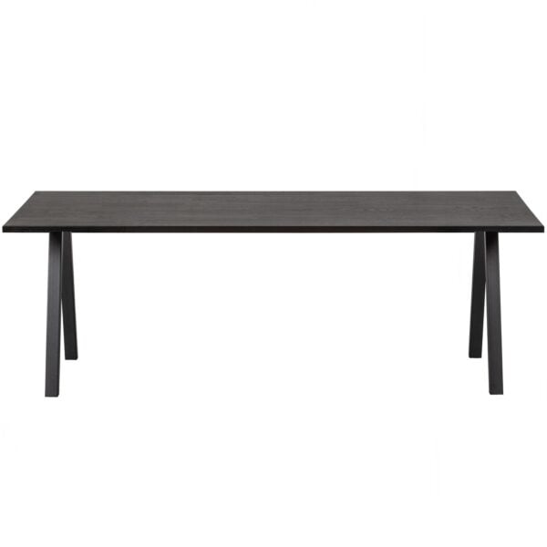 WOOOD Combi-Eettafel: tafel eiken blacknight 180x90 & 2-stand Zwart Eettafel