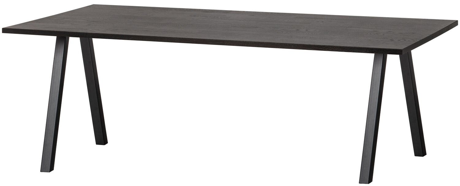 WOOOD Combi-Eettafel: tafel eiken blacknight 180x90 & 2-stand Zwart Eettafel